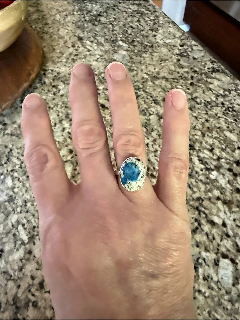 Oval K2 Jasper Stone Ring Size 6